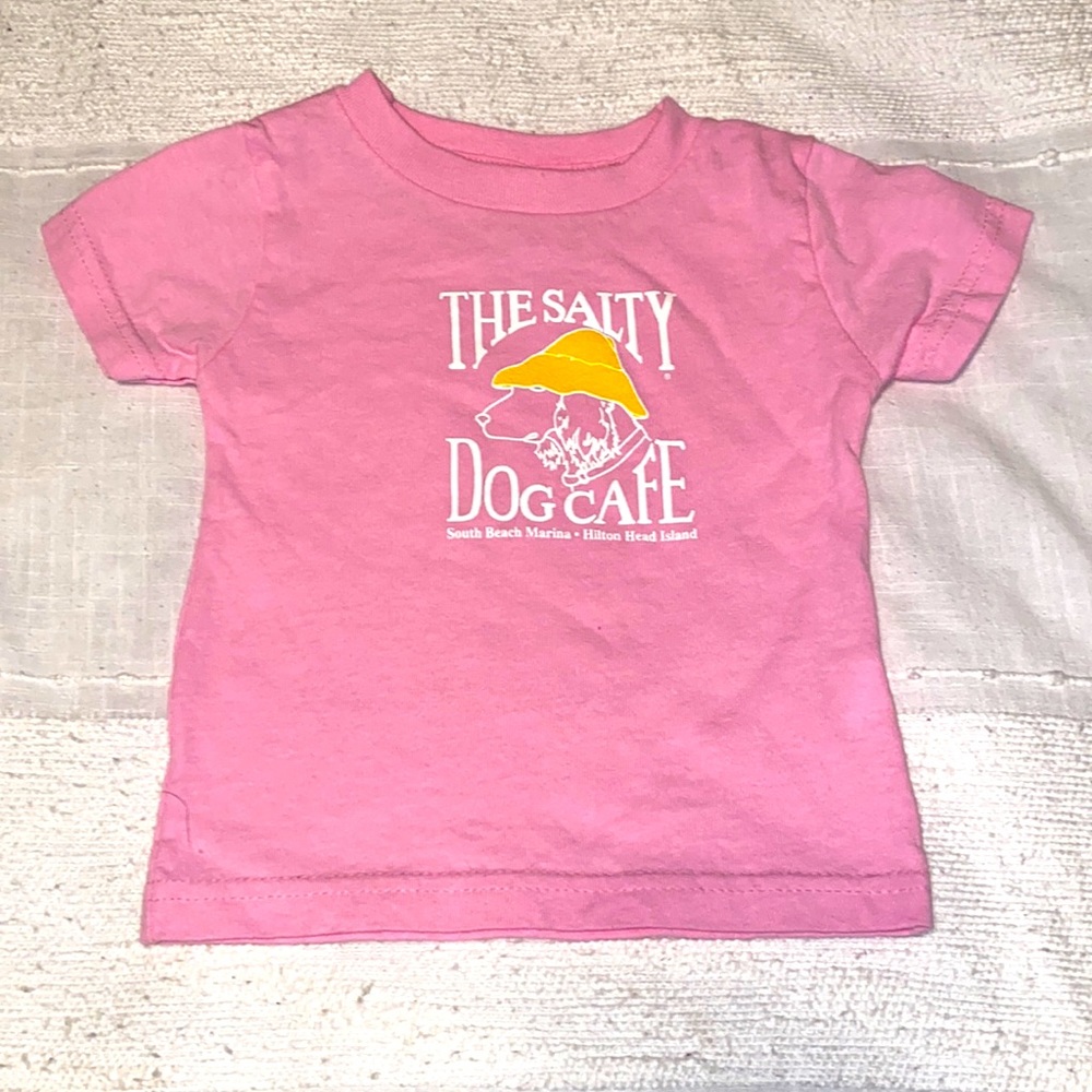 NWOT Salty Dog Cafe t-shirt baby pink, yellow and white 18 months 100% cotton 🥰